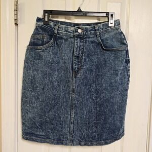 JORDACHE High Waist Acid Dark Wash Denim Skirt 6? VINTAGE‎